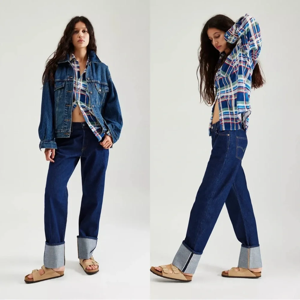 Levi’s 501 ‘90s Cuffed Jeans | Dark Indigo | Size 24 | NWT - Picture 1 of 4